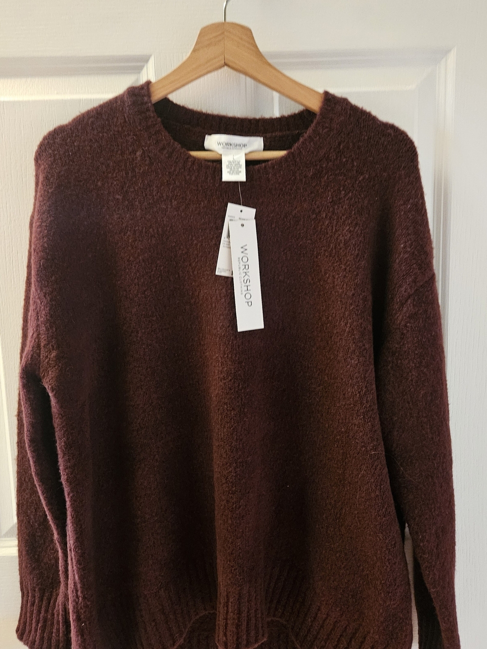 Workshop Republic Clothing Women's Scoop-Neck Sweater in Burgundy